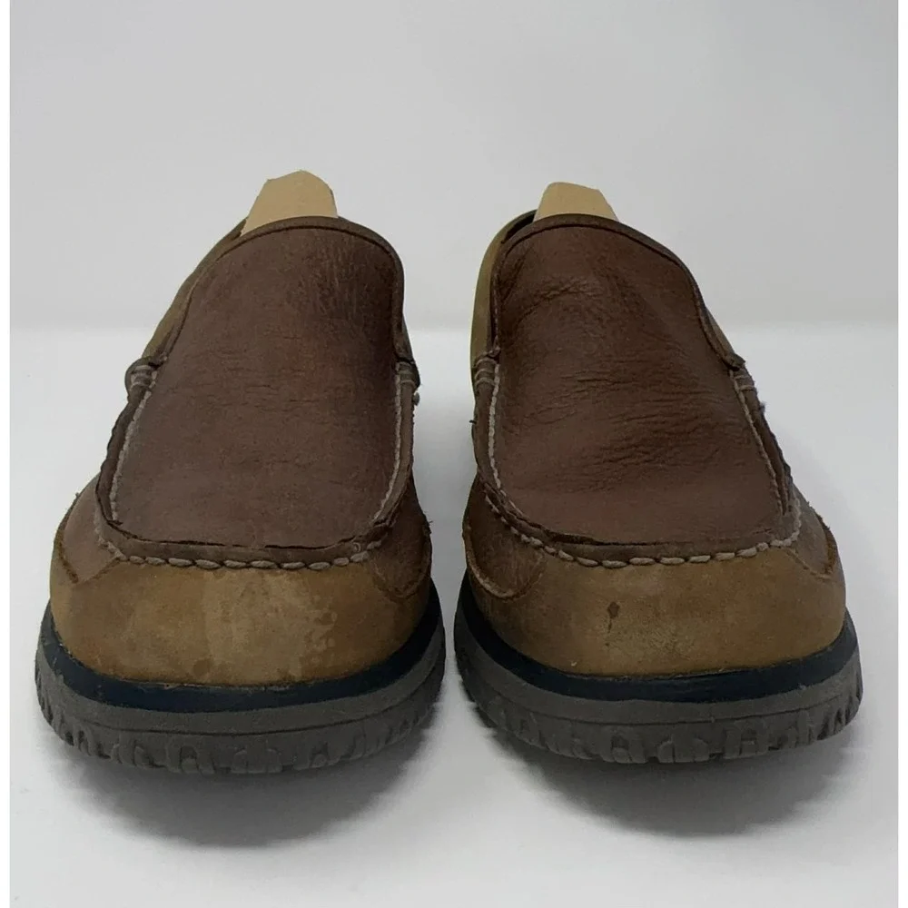 LL Bean All Week Moc Slippers Men's Size 10M Brown Leather Shearling Shoe 512403